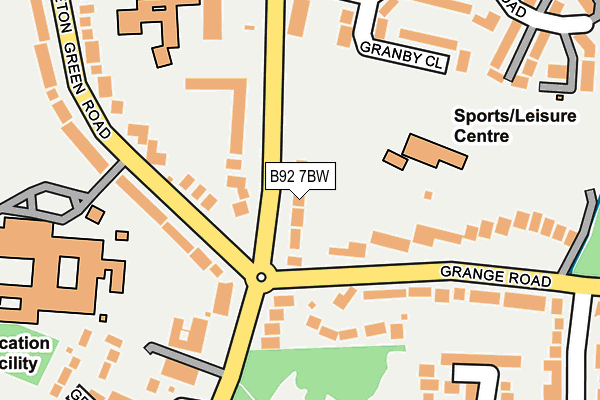 B92 7BW map - OS OpenMap – Local (Ordnance Survey)