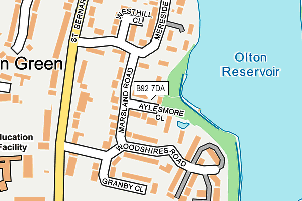 B92 7DA map - OS OpenMap – Local (Ordnance Survey)