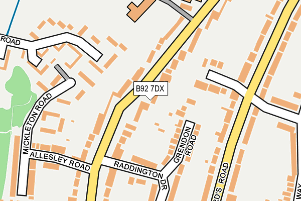 B92 7DX map - OS OpenMap – Local (Ordnance Survey)