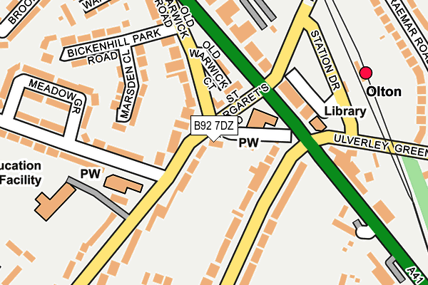 B92 7DZ map - OS OpenMap – Local (Ordnance Survey)