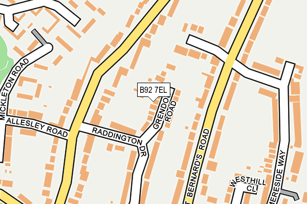 B92 7EL map - OS OpenMap – Local (Ordnance Survey)