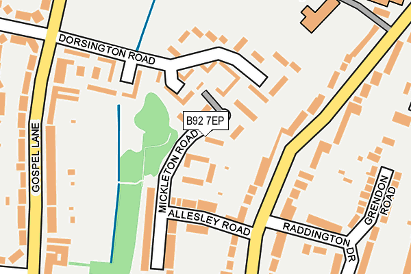 B92 7EP map - OS OpenMap – Local (Ordnance Survey)