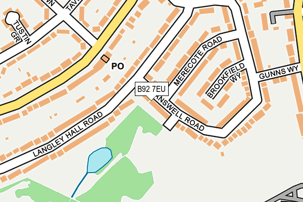 B92 7EU map - OS OpenMap – Local (Ordnance Survey)