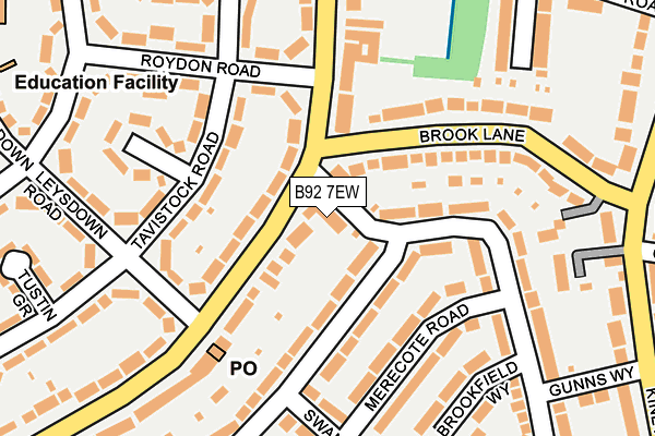 B92 7EW map - OS OpenMap – Local (Ordnance Survey)