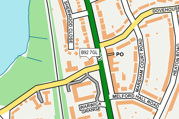 B92 7GL map - OS OpenMap – Local (Ordnance Survey)