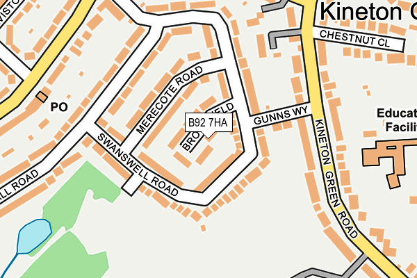 B92 7HA map - OS OpenMap – Local (Ordnance Survey)