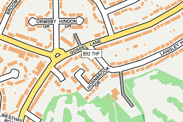 B92 7HF map - OS OpenMap – Local (Ordnance Survey)