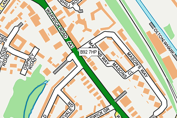 B92 7HP map - OS OpenMap – Local (Ordnance Survey)