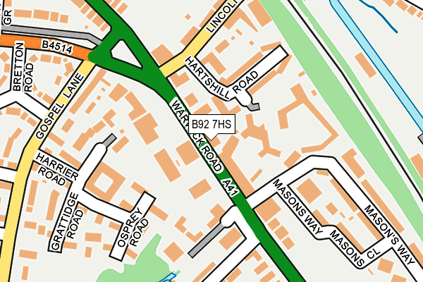 B92 7HS map - OS OpenMap – Local (Ordnance Survey)