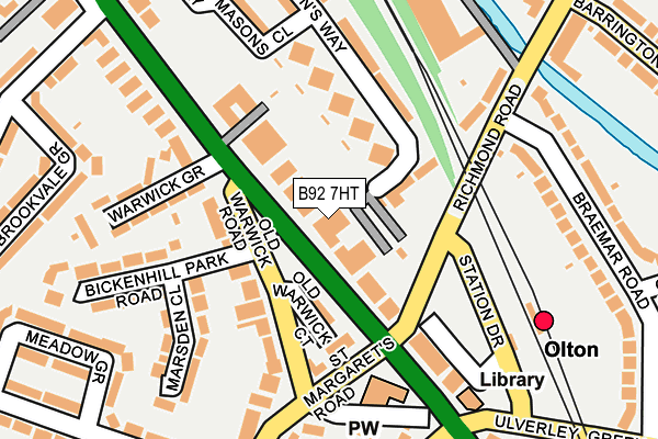 B92 7HT map - OS OpenMap – Local (Ordnance Survey)