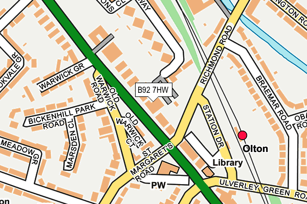 B92 7HW map - OS OpenMap – Local (Ordnance Survey)