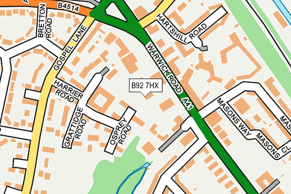 B92 7HX map - OS OpenMap – Local (Ordnance Survey)