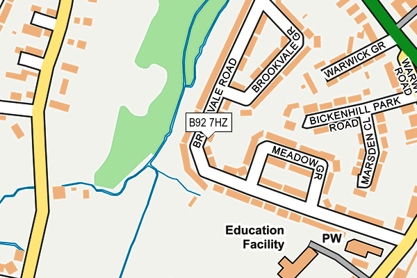 B92 7HZ map - OS OpenMap – Local (Ordnance Survey)