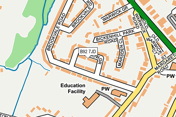 B92 7JD map - OS OpenMap – Local (Ordnance Survey)