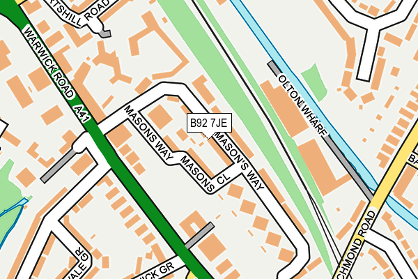 B92 7JE map - OS OpenMap – Local (Ordnance Survey)