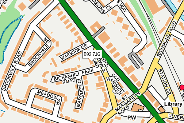 B92 7JG map - OS OpenMap – Local (Ordnance Survey)