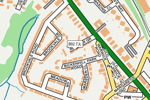 B92 7JL map - OS OpenMap – Local (Ordnance Survey)