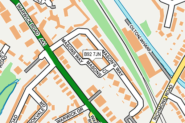 B92 7JN map - OS OpenMap – Local (Ordnance Survey)