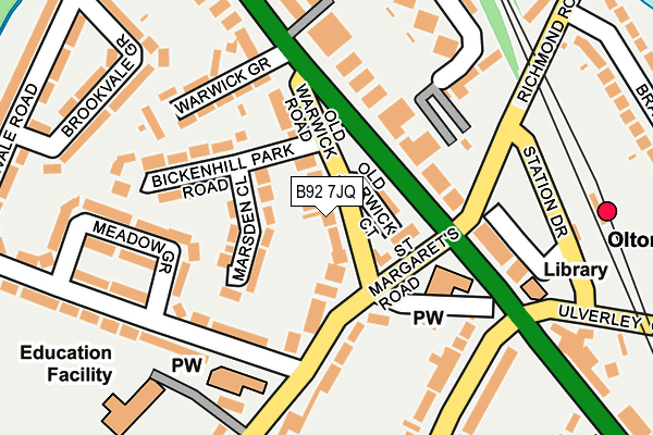 B92 7JQ map - OS OpenMap – Local (Ordnance Survey)