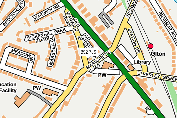 B92 7JS map - OS OpenMap – Local (Ordnance Survey)