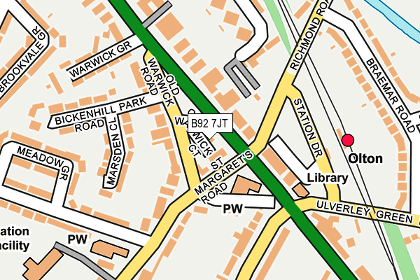 B92 7JT map - OS OpenMap – Local (Ordnance Survey)