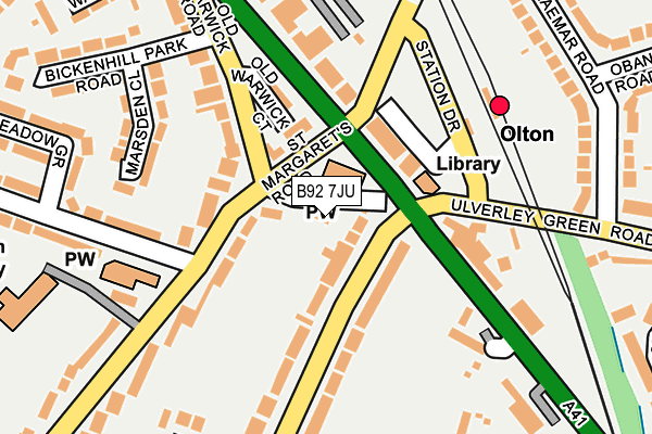 B92 7JU map - OS OpenMap – Local (Ordnance Survey)