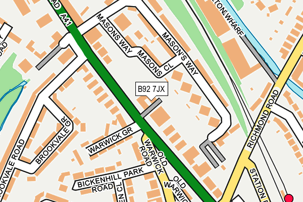B92 7JX map - OS OpenMap – Local (Ordnance Survey)