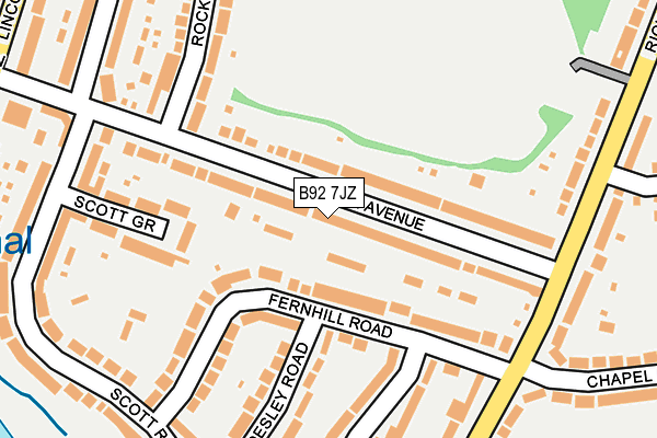 B92 7JZ map - OS OpenMap – Local (Ordnance Survey)