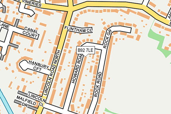 B92 7LE map - OS OpenMap – Local (Ordnance Survey)