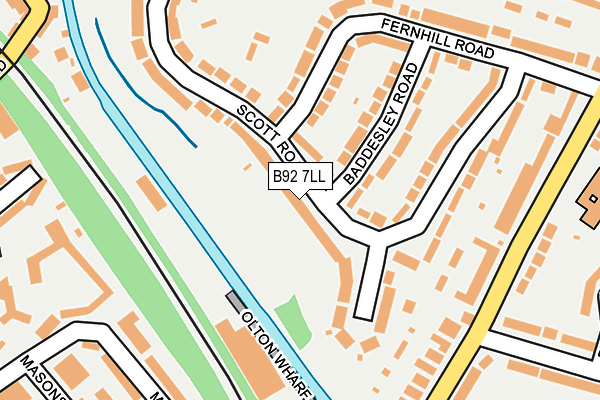 B92 7LL map - OS OpenMap – Local (Ordnance Survey)