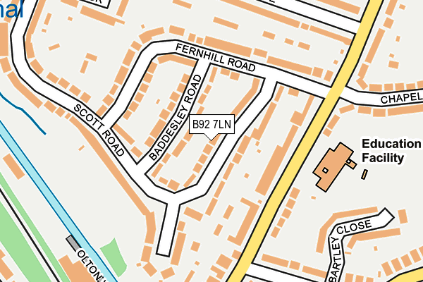 B92 7LN map - OS OpenMap – Local (Ordnance Survey)