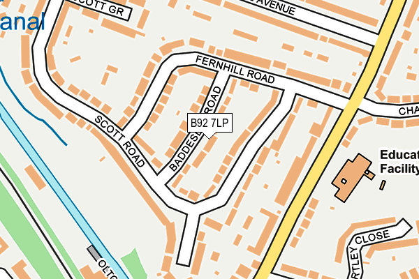 B92 7LP map - OS OpenMap – Local (Ordnance Survey)