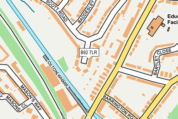 B92 7LR map - OS OpenMap – Local (Ordnance Survey)