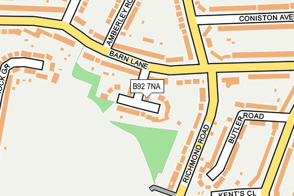 B92 7NA map - OS OpenMap – Local (Ordnance Survey)