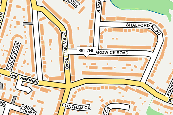 B92 7NL map - OS OpenMap – Local (Ordnance Survey)