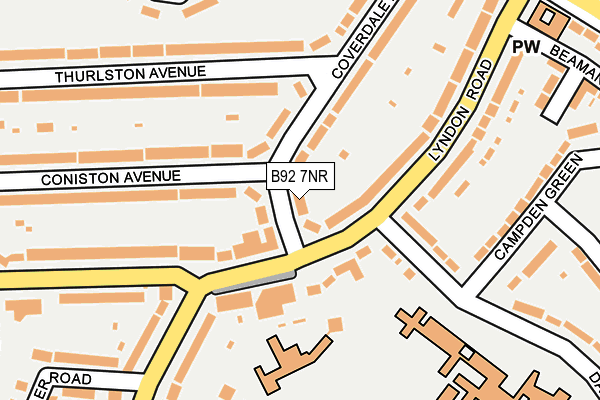 B92 7NR map - OS OpenMap – Local (Ordnance Survey)