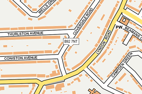 B92 7NT map - OS OpenMap – Local (Ordnance Survey)