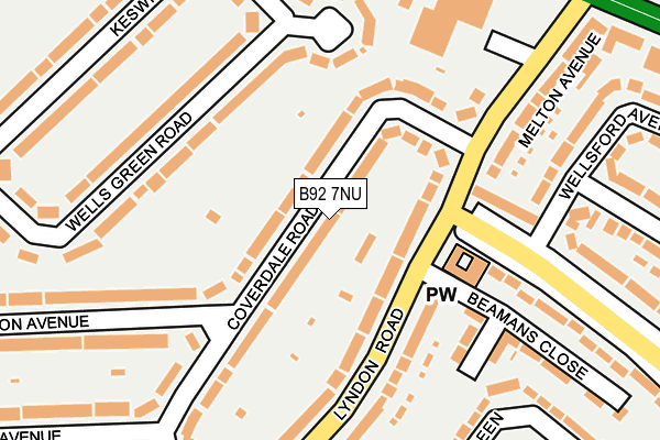 B92 7NU map - OS OpenMap – Local (Ordnance Survey)