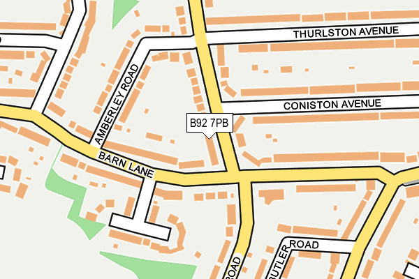 B92 7PB map - OS OpenMap – Local (Ordnance Survey)