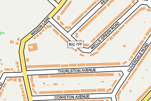 B92 7PF map - OS OpenMap – Local (Ordnance Survey)