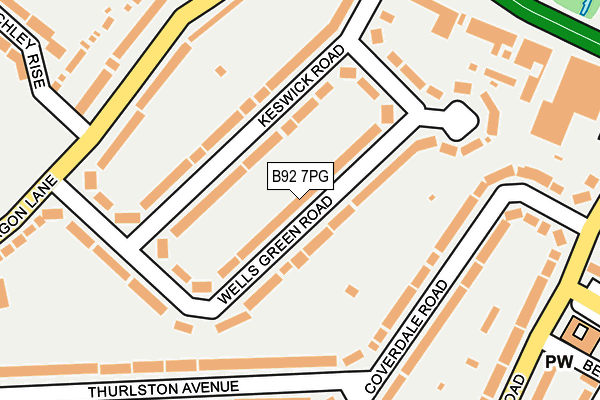 B92 7PG map - OS OpenMap – Local (Ordnance Survey)