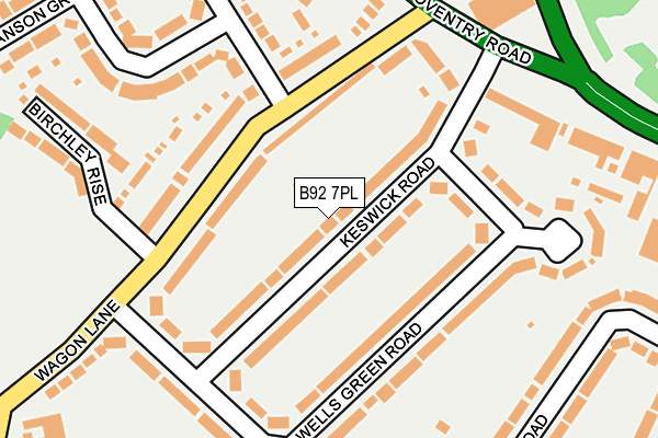 B92 7PL map - OS OpenMap – Local (Ordnance Survey)