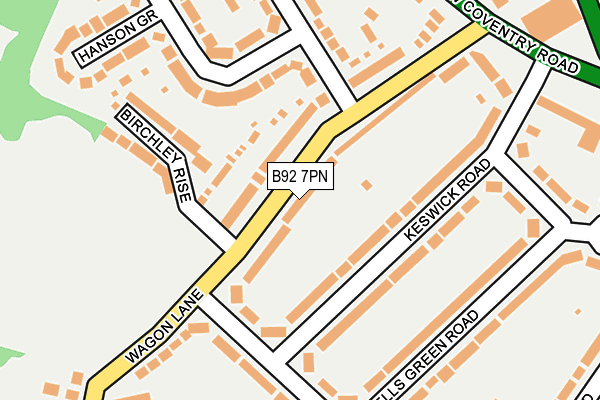 B92 7PN map - OS OpenMap – Local (Ordnance Survey)