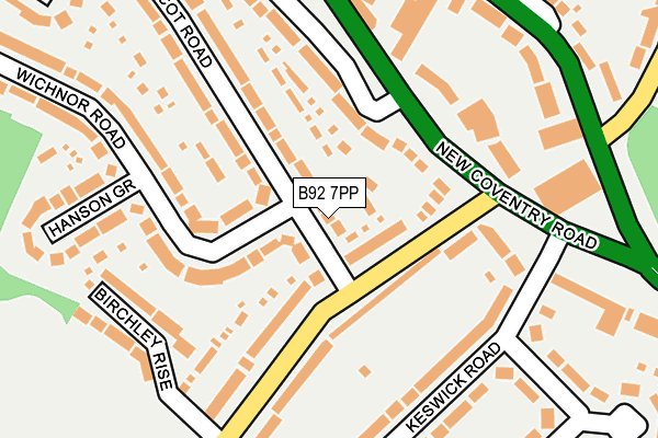 B92 7PP map - OS OpenMap – Local (Ordnance Survey)
