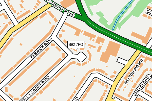 B92 7PQ map - OS OpenMap – Local (Ordnance Survey)