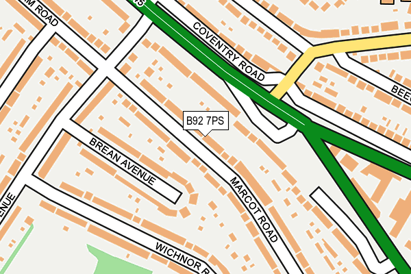 B92 7PS map - OS OpenMap – Local (Ordnance Survey)