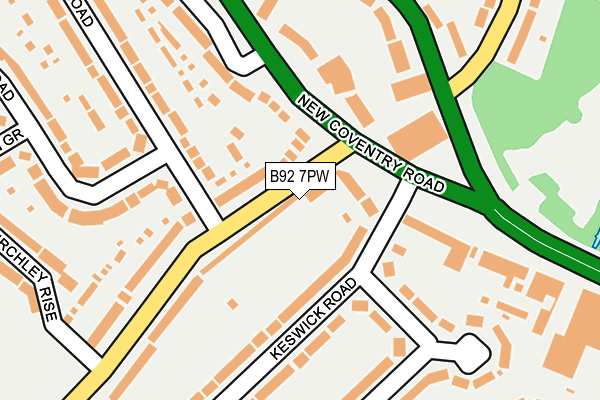 B92 7PW map - OS OpenMap – Local (Ordnance Survey)