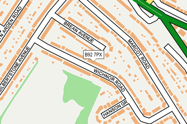 B92 7PX map - OS OpenMap – Local (Ordnance Survey)