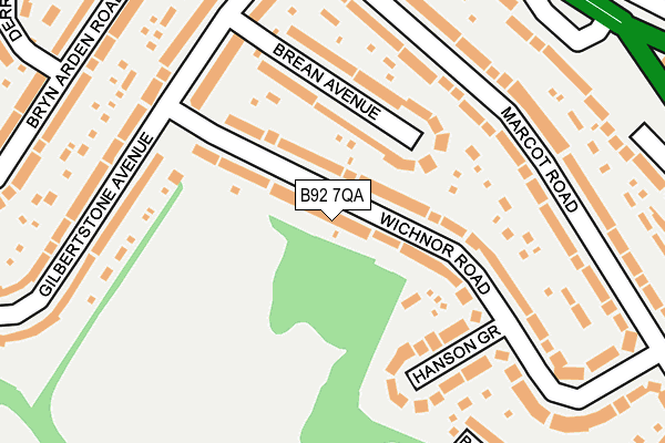 B92 7QA map - OS OpenMap – Local (Ordnance Survey)