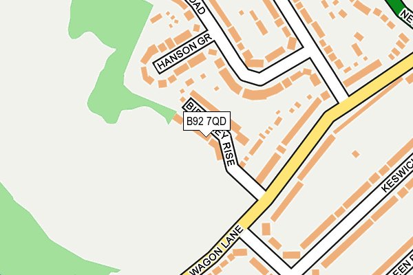 B92 7QD map - OS OpenMap – Local (Ordnance Survey)